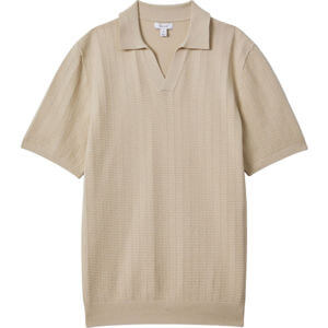REISS MICKEY Textured Modal Blend Open Collar Shirt